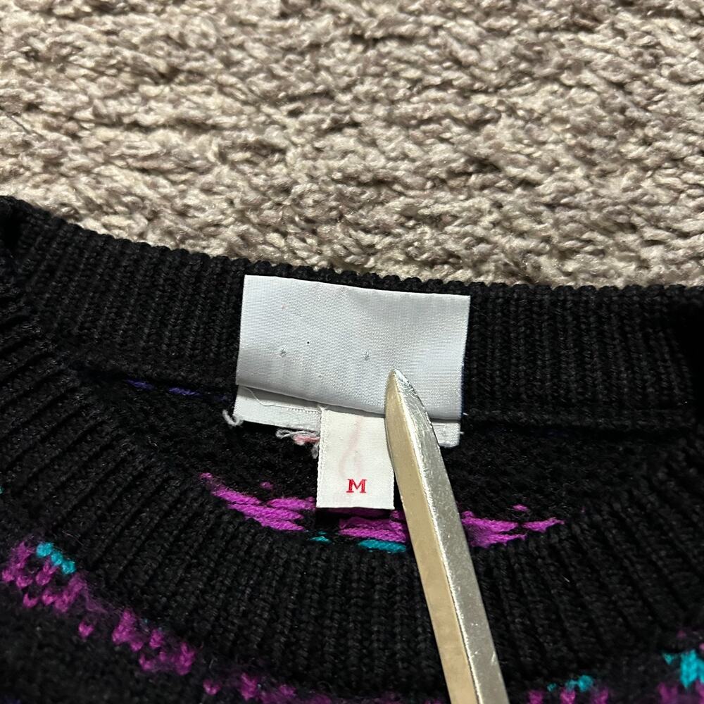 Vintage Wool Sweater Ski Snow Colorful Knit Crewneck Pullover Womens Medium - Picture 3 of 8